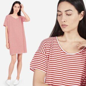 Everlane The‎ Cotton Striped Tee Dress Red White Size XXS Round Neck Casual Mini